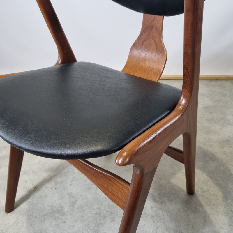 Set of 4 vintage cow horn chairs by Louis Van Teeffelen for Awa, 1950s