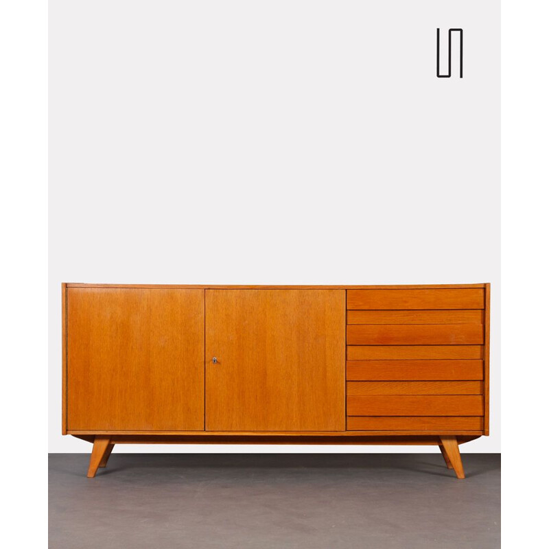 Vintage oakwood sideboard model U-460 by Jiroutek for Interier Praha, 1960