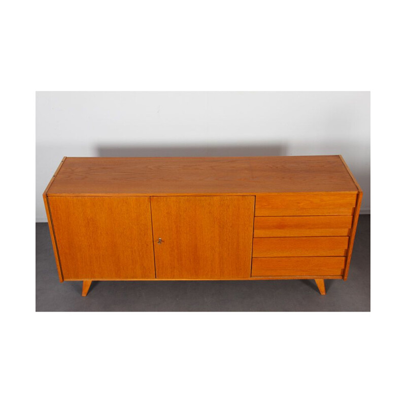 Vintage oakwood sideboard model U-460 by Jiroutek for Interier Praha, 1960