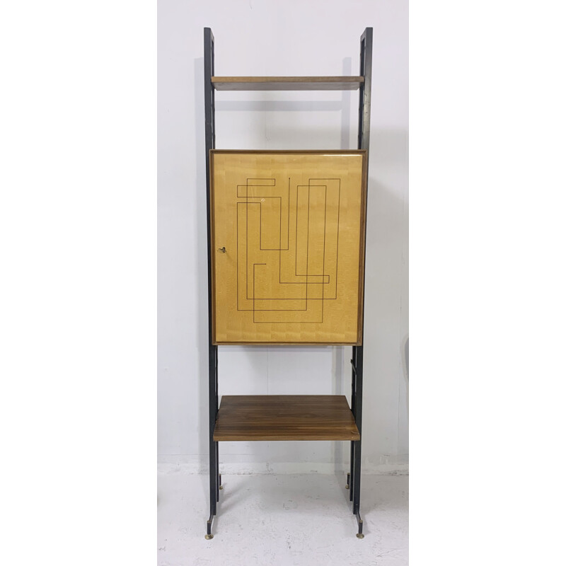 Vintage wooden wall unit, Italy 1960