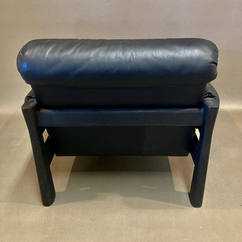 Scandinavian vintage black leather armchair, 1960