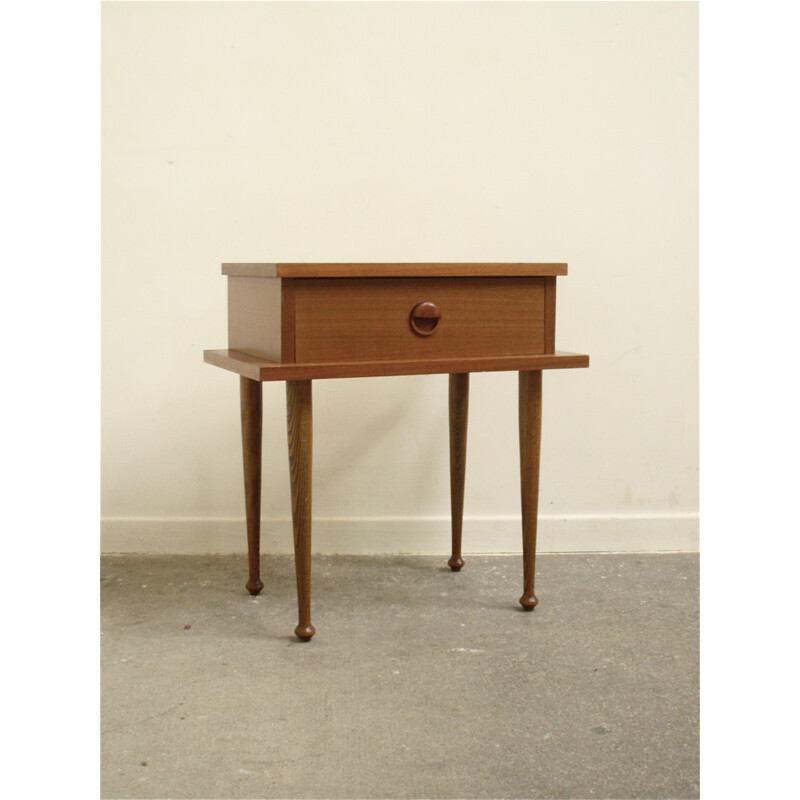 Small Scandinavian bedside table in teak - 1960s