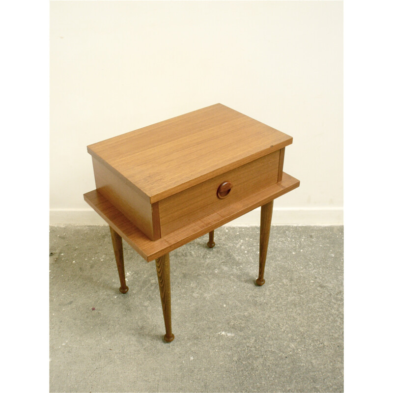 Small Scandinavian bedside table in teak - 1960s