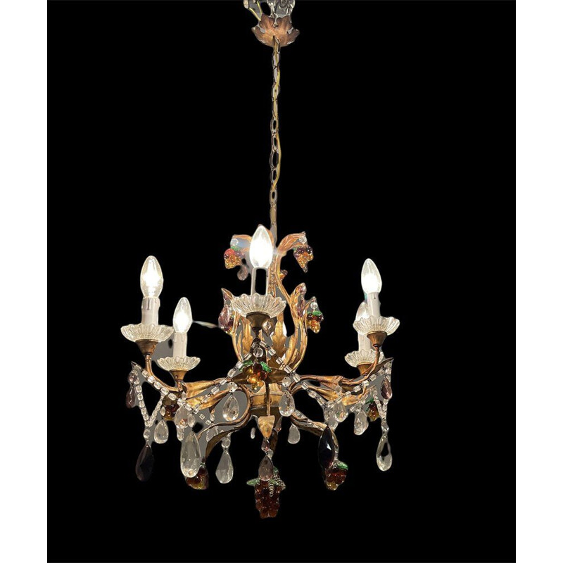 Candelabro Vintage Florentine em vidro Murano com fruta