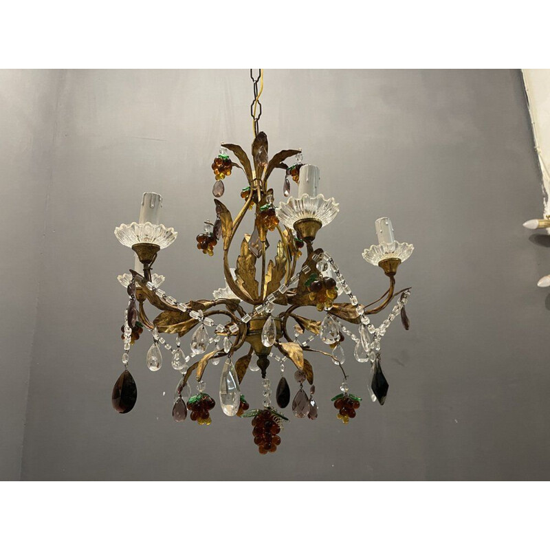 Vintage florentine Murano glass fruit chandelier