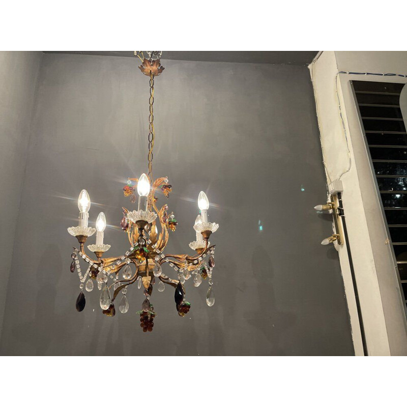 Vintage florentine Murano glass fruit chandelier