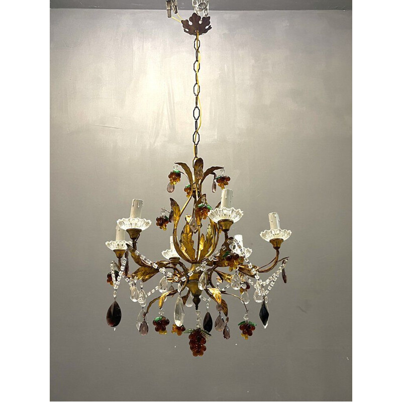 Vintage florentine Murano glass fruit chandelier