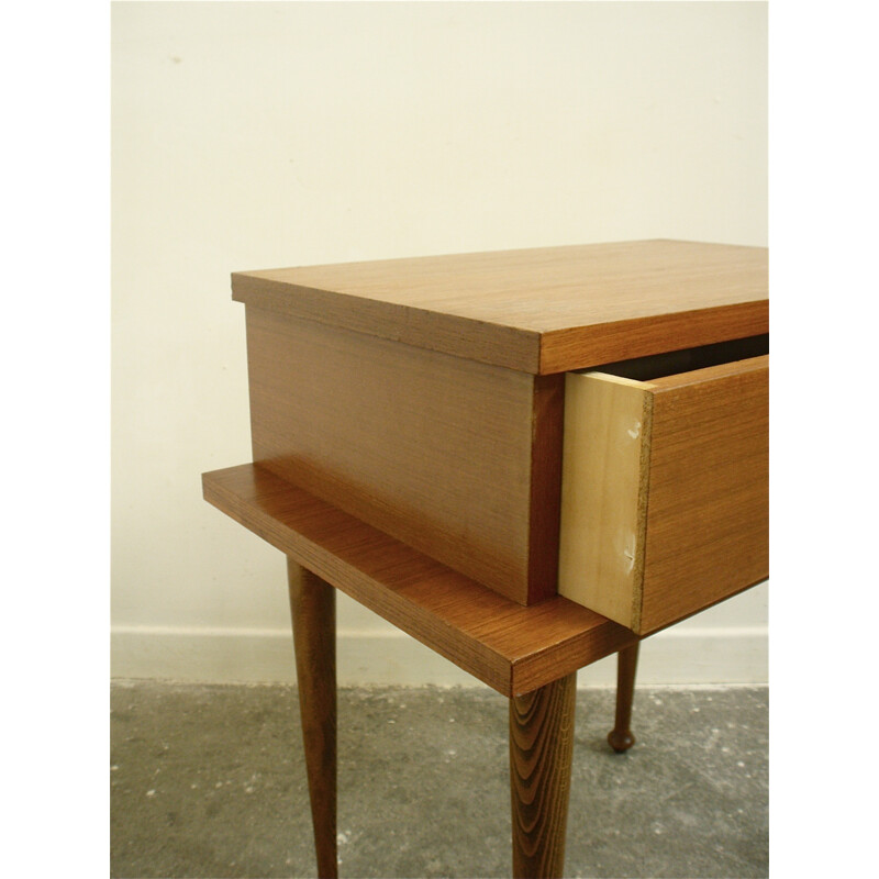 Small Scandinavian bedside table in teak - 1960s