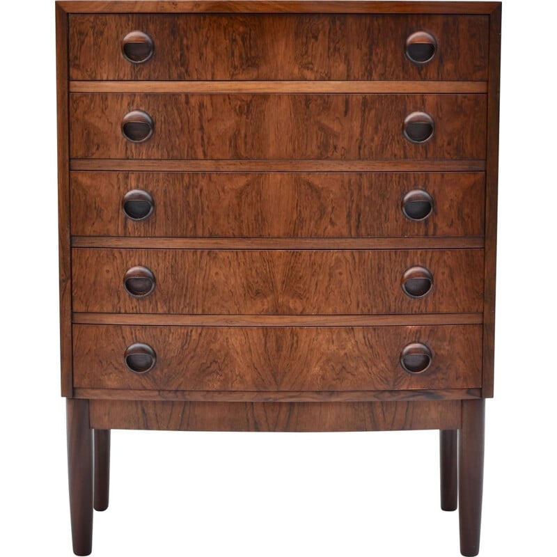 Rosewood vintage bow fronted chest of drawers by Kai Kristiansen