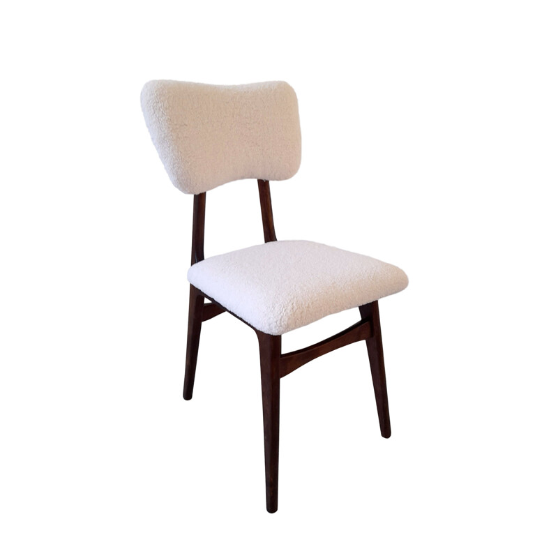 Juego de 6 sillas vintage de piel sintética color crema, Polonia 1960