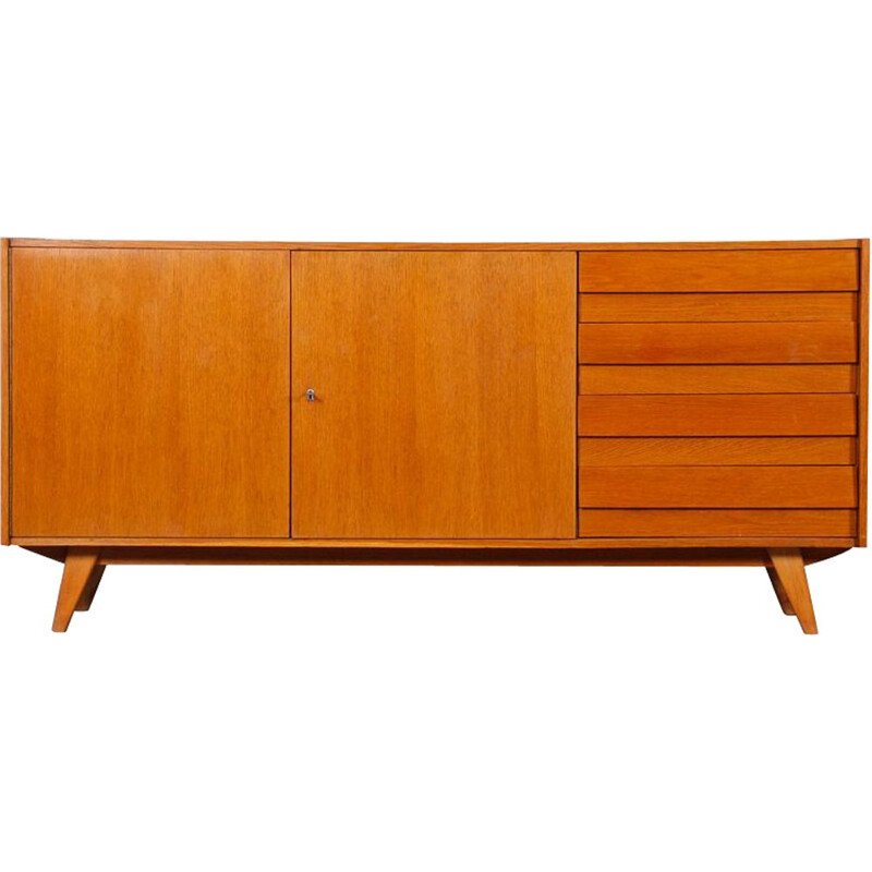 Vintage oakwood sideboard model U-460 by Jiroutek for Interier Praha, 1960