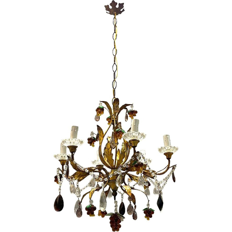 Vintage florentine Murano glass fruit chandelier