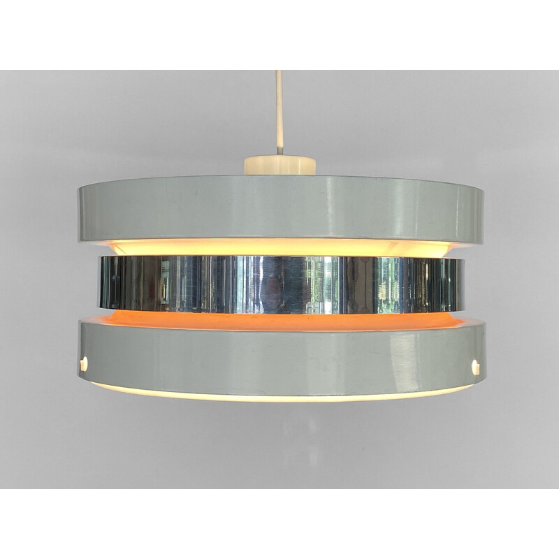 Mid century pendant lamp in white lacquered aluminium by Carl Thore for Granhaga Metall, Sweden 1970s