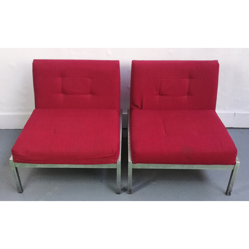 Pair of vintage Samurai armchairs by Joseph André Motte for Airborne