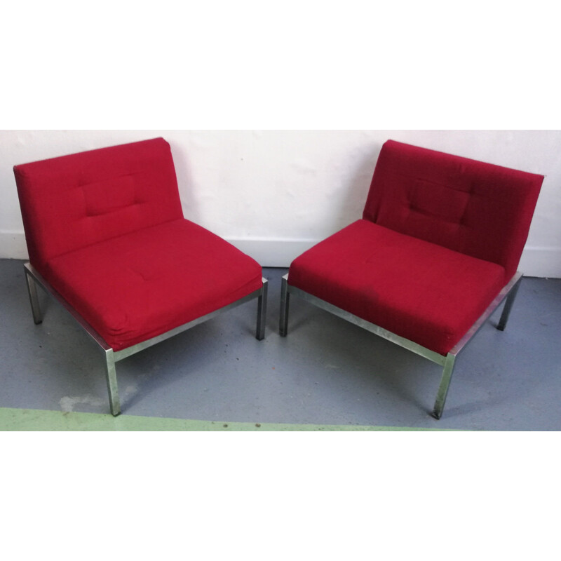 Pair of vintage Samurai armchairs by Joseph André Motte for Airborne