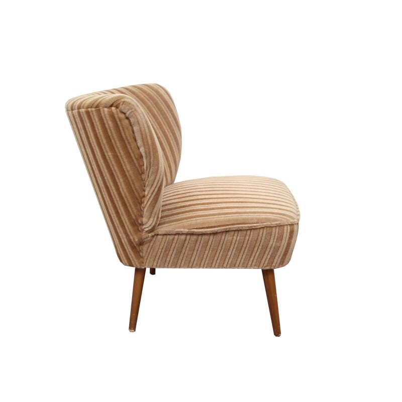 Cocktail chair in beige velvet - 1950s