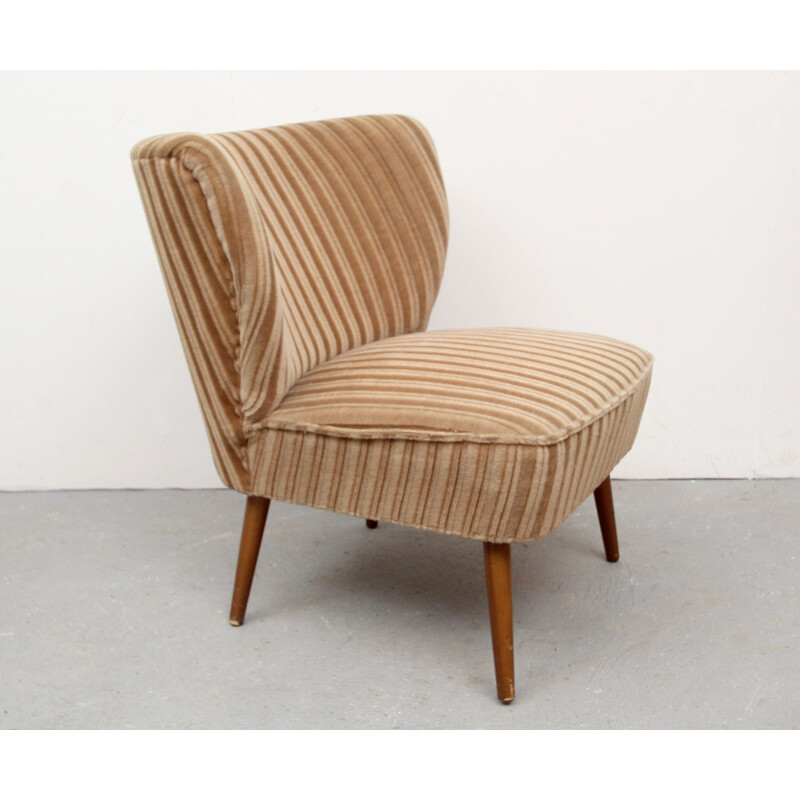 Cocktail chair in beige velvet - 1950s