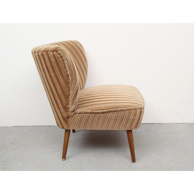 Cocktail chair in beige velvet - 1950s