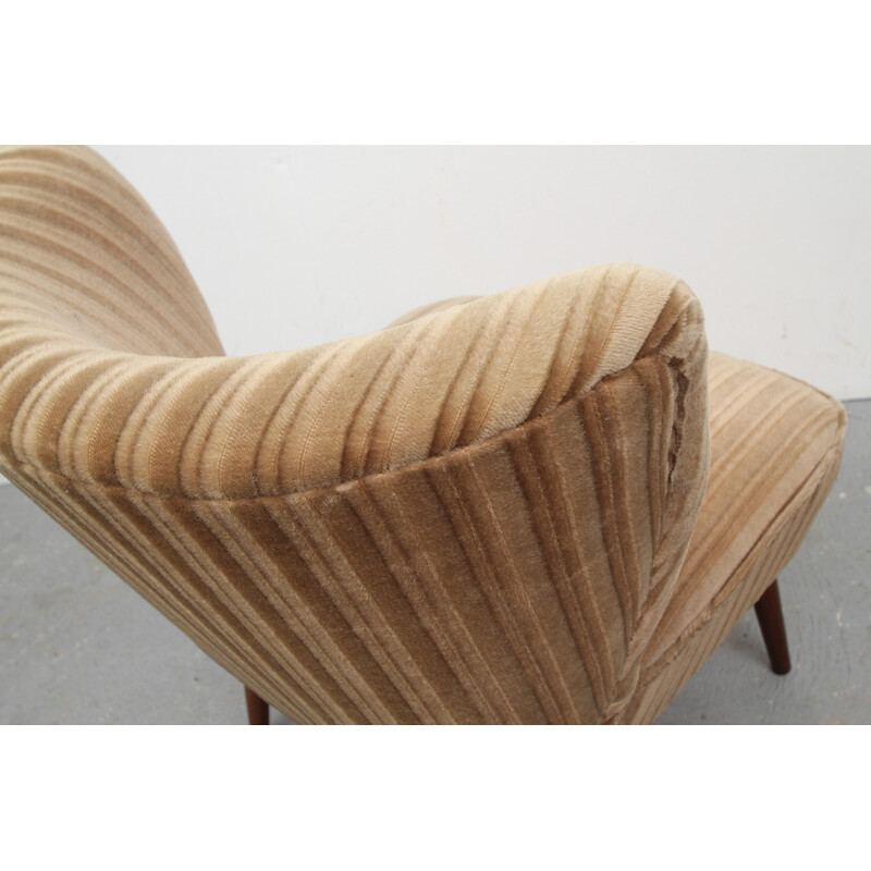 Cocktail chair in beige velvet - 1950s