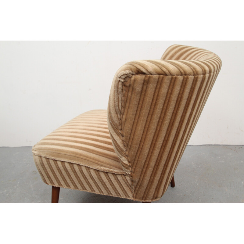 Cocktail chair in beige velvet - 1950s