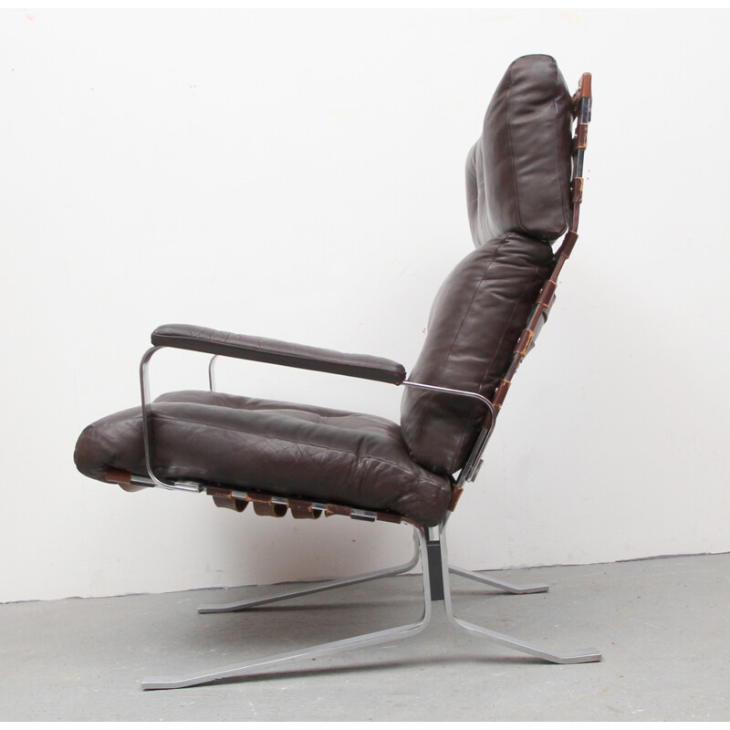 Highjack armchair in brown leather - 1970s