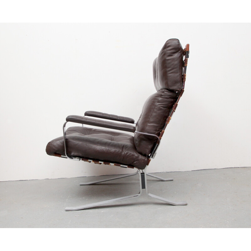 Highjack armchair in brown leather - 1970s