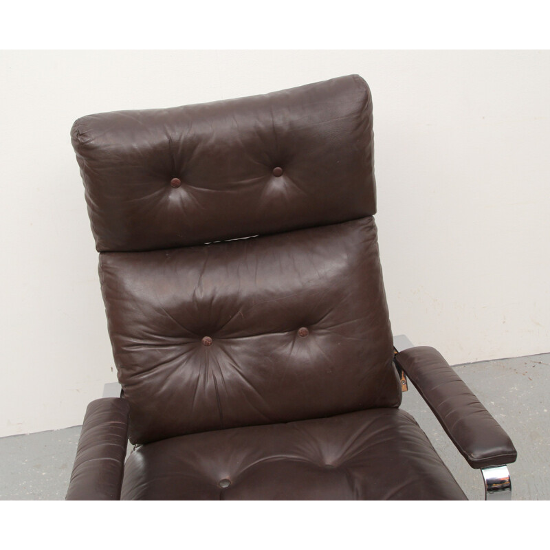 Highjack armchair in brown leather - 1970s