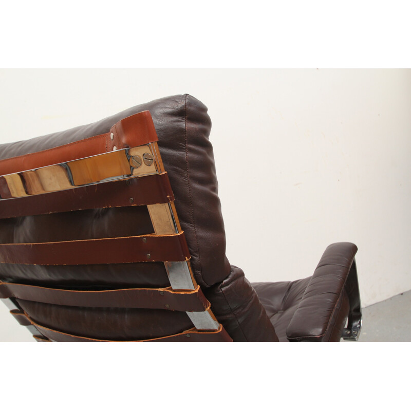 Highjack armchair in brown leather - 1970s