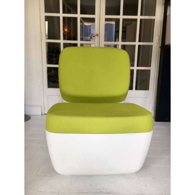 White and green vintage armchair "Nimrod" by Marc Newson for Magis