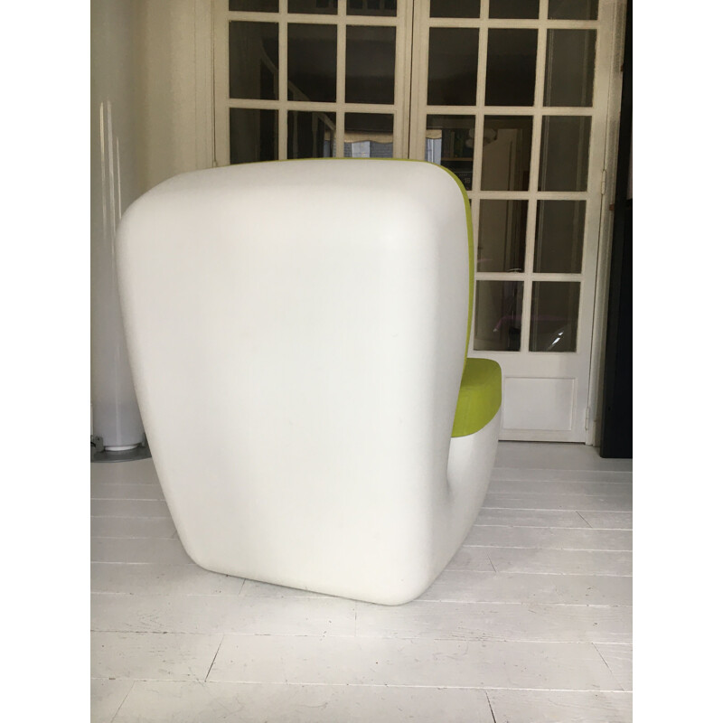 White and green vintage armchair "Nimrod" by Marc Newson for Magis