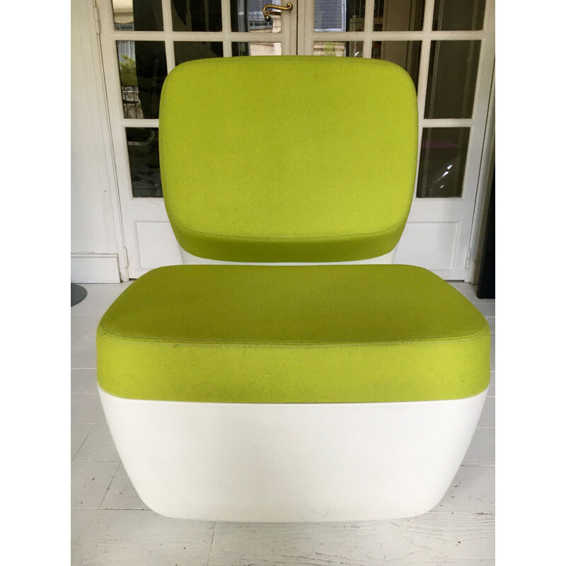 White and green vintage armchair "Nimrod" by Marc Newson for Magis