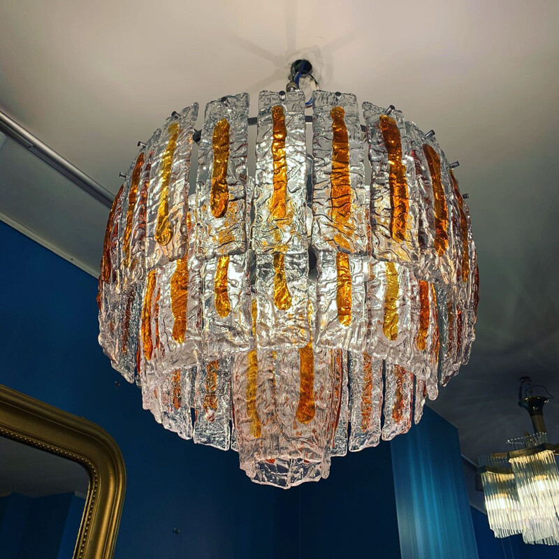 Lámpara vintage de cristal de Murano de Carlo Nason