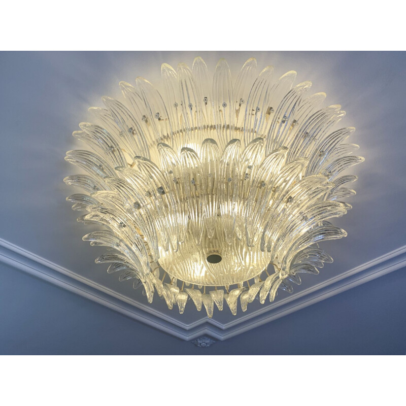 Vintage Palmette Murano glass chandelier by Barovier & Toso, Italy 1970s