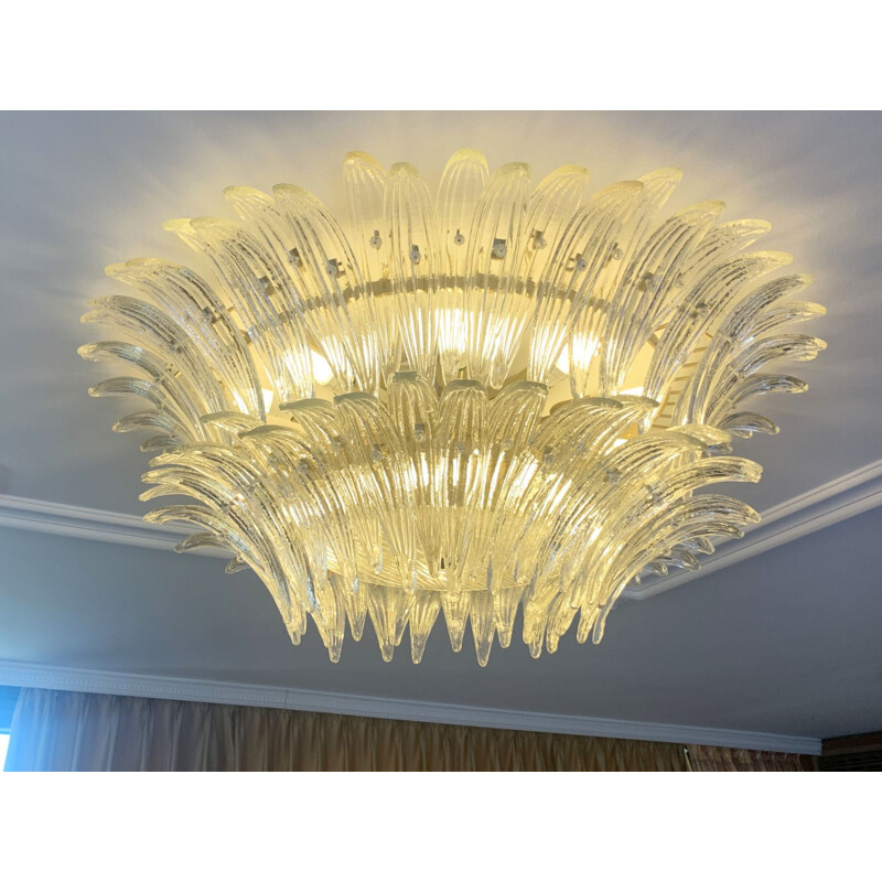 Vintage Palmette Murano glass chandelier by Barovier & Toso, Italy 1970s