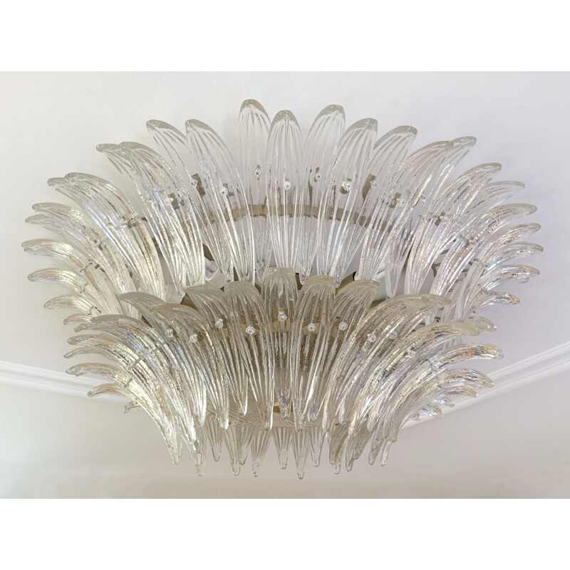 Vintage Palmette Murano glass chandelier by Barovier & Toso, Italy 1970s