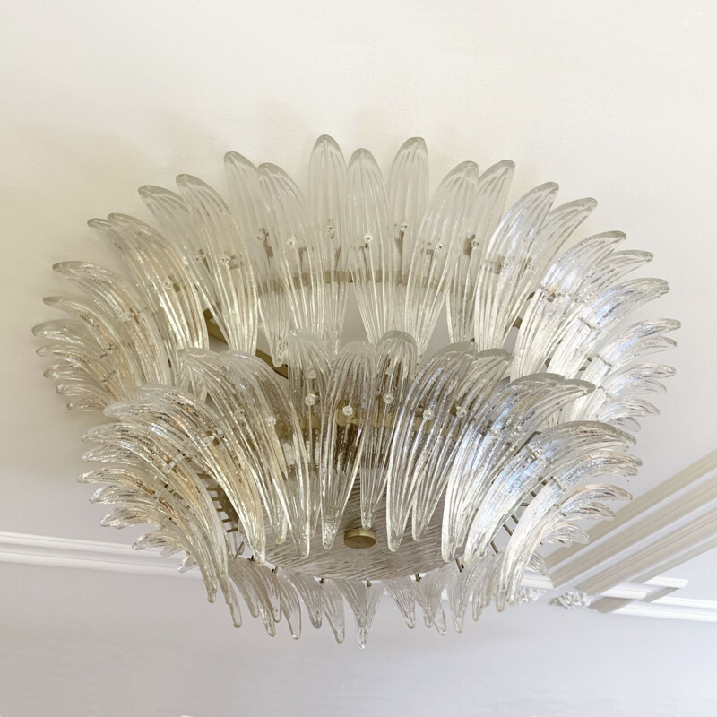 Lámpara vintage Palmette de cristal de Murano de Barovier
