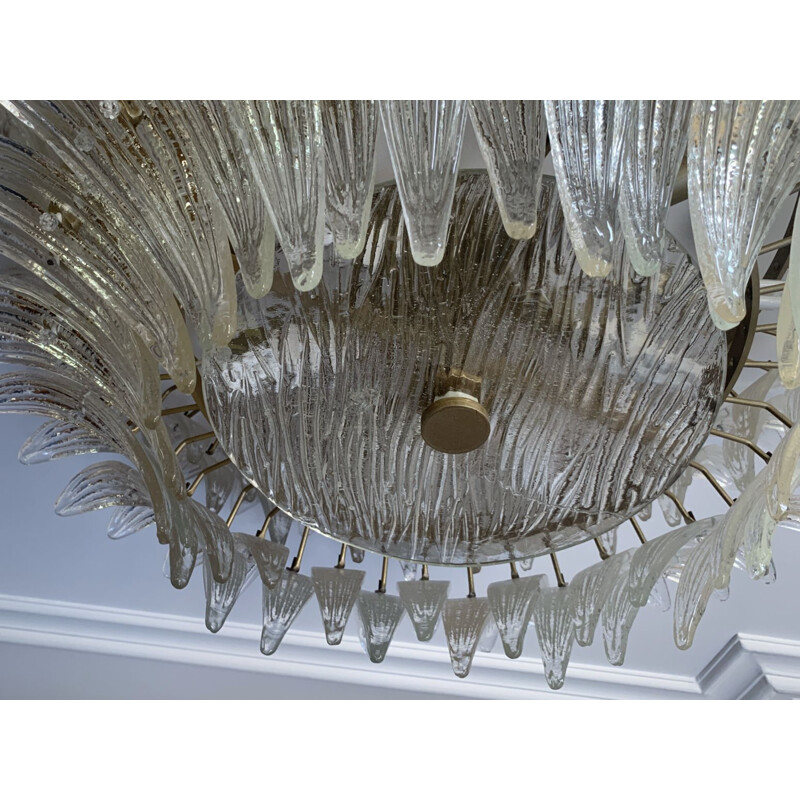 Vintage Palmette Murano glass chandelier by Barovier & Toso, Italy 1970s