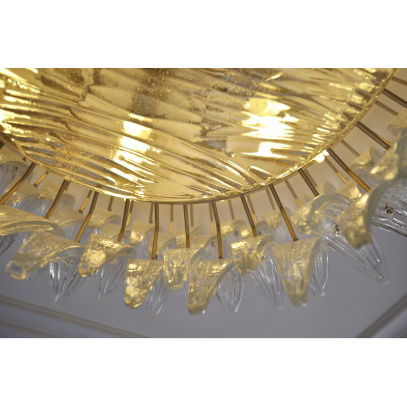 Vintage Palmette Murano glass chandelier by Barovier & Toso, Italy 1970s