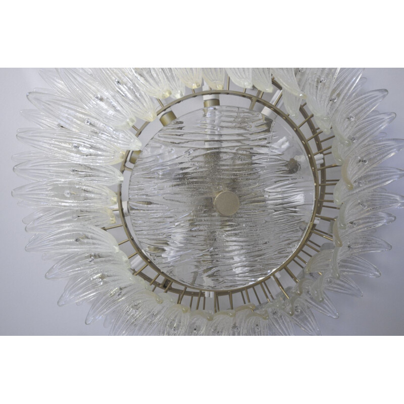 Vintage Palmette Murano glass chandelier by Barovier & Toso, Italy 1970s