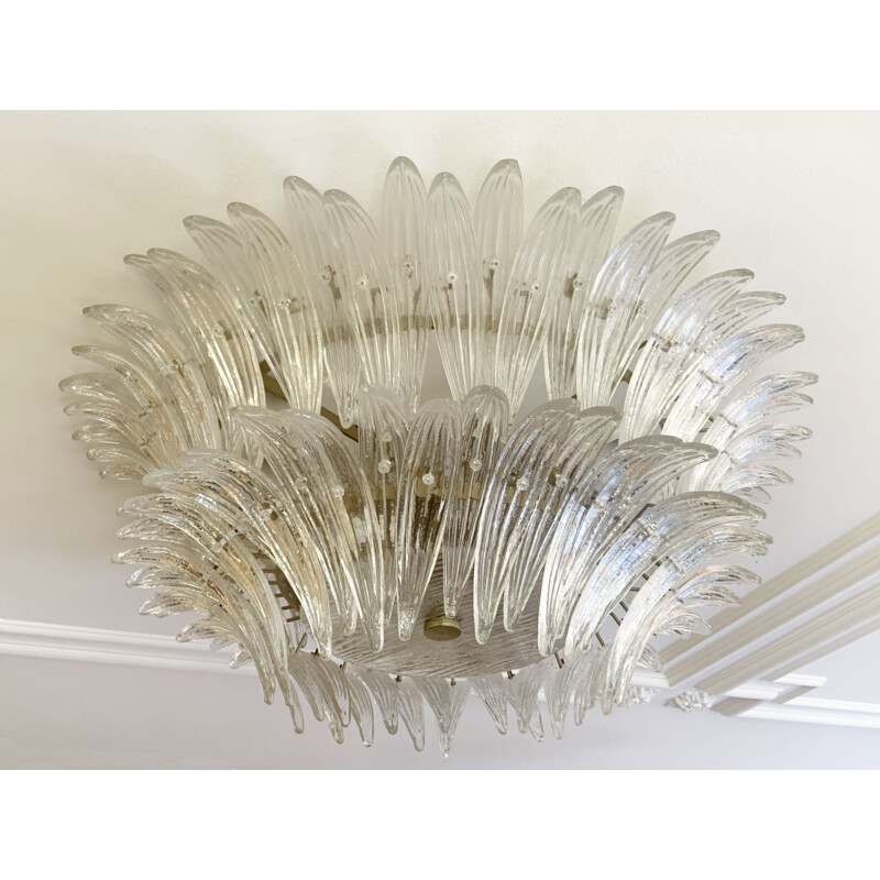 Vintage Palmette Murano glass chandelier by Barovier & Toso, Italy 1970s