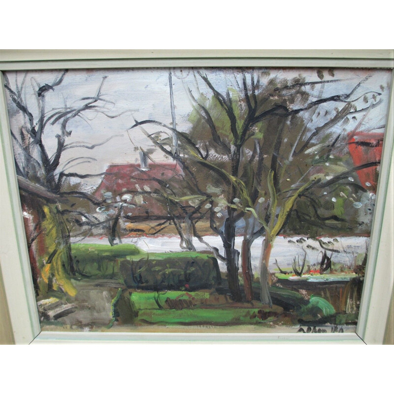 Vintage kunstschilderij, Zweden 1960