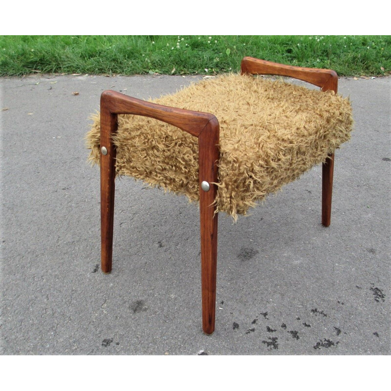 Vintage footrest on an oakwood construction, 1960s