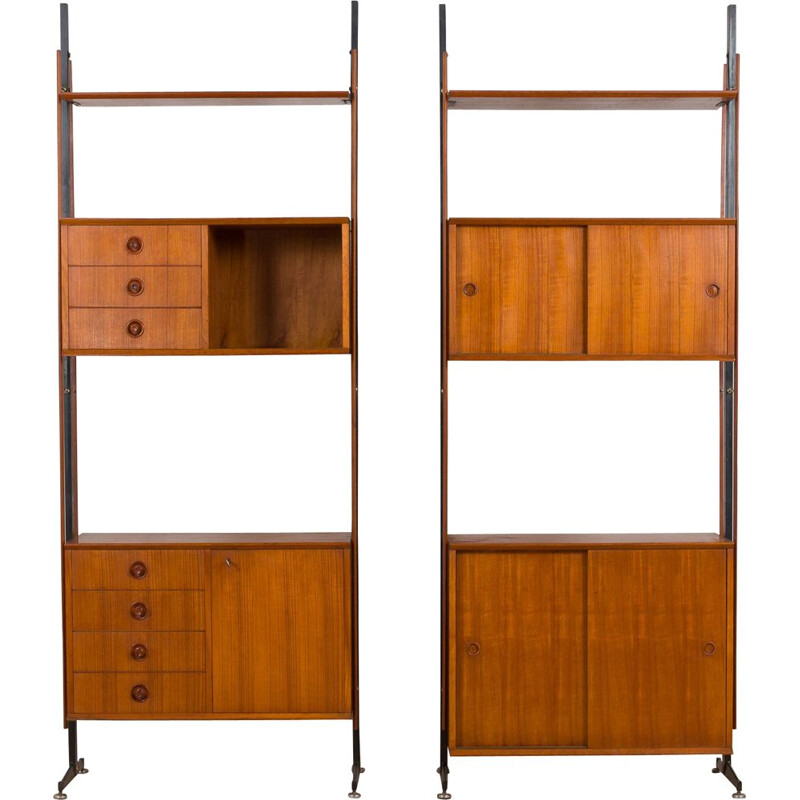 Pair of vintage Italian teak wall units by Gio Ponti, 1960