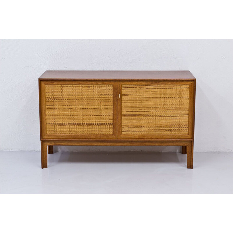 Mid century teak & rattan highboard by Alf  Svensson for Bjästa Möbelfabrik, 1960s