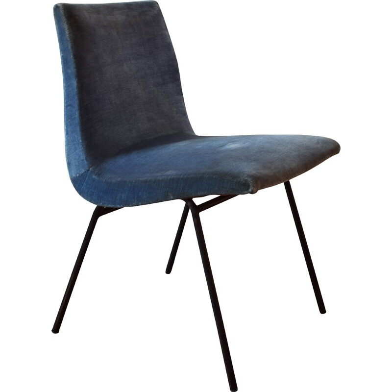 Meuble TV chair in blue fabric, Pierre PAULIN - 1950s