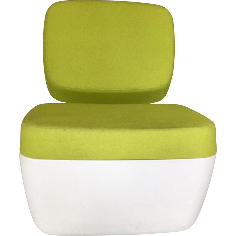 White and green vintage armchair "Nimrod" by Marc Newson for Magis