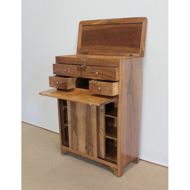 Vintage solid walnut support-height trade cabinet, 1940