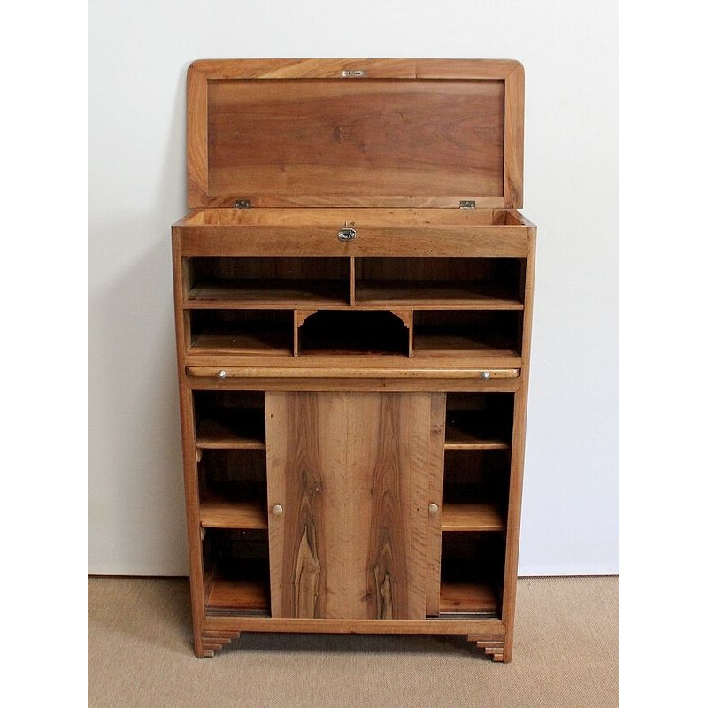 Vintage solid walnut support-height trade cabinet, 1940