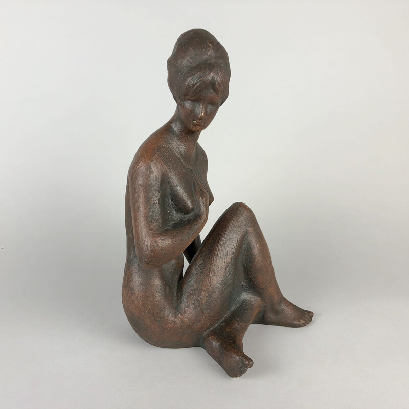Mid-century nude women sculpture by Bohumil Kokrda for Jihokera Bechyně, Czechoslovakia 1967