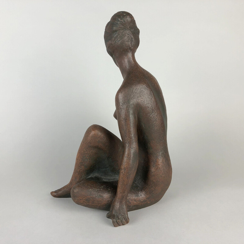 Mid-century nude women sculpture by Bohumil Kokrda for Jihokera Bechyně, Czechoslovakia 1967